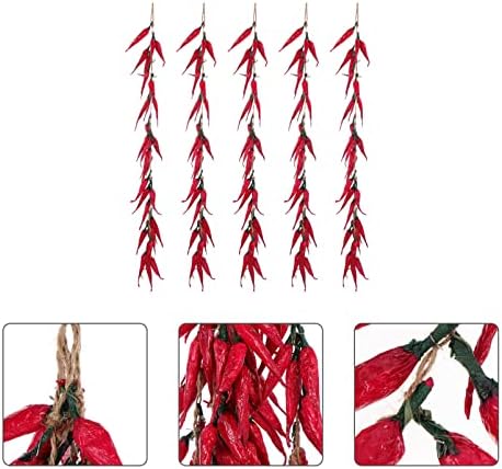 Happyyami 5pcs Artificial Chili Peppers Hanging Decorations