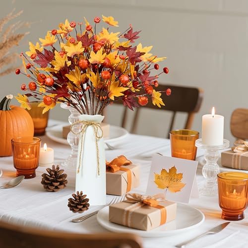 WSTPUPU Artificial Fall Stems 10PCS 17Inch Autumn Berry Decor
