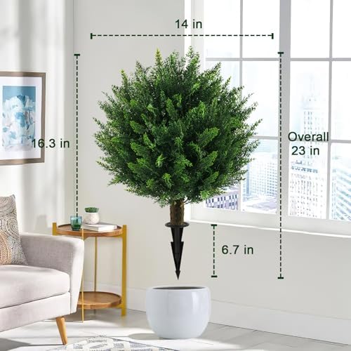 Grewyear Artificial Cedar Topiary Ball Tree Set of 2