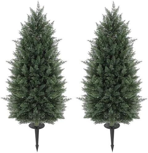 HOMCOM 433 Inch Set of 2 Artificial Cedar Trees