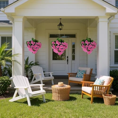 GarveeHome Artificial Lavender Begonia Ball Trees 2 Set