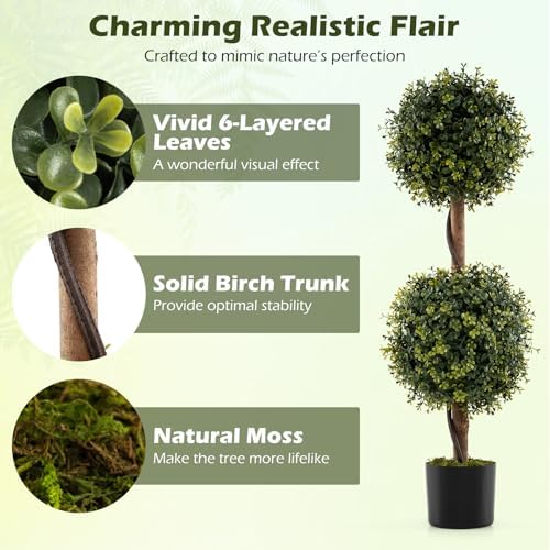 Goplus 3 Ft Artificial Boxwood Topiary Trees Set of 2