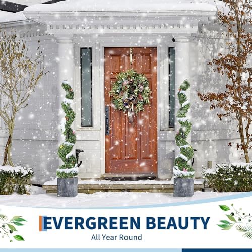GarveeHome 5 Ft Artificial Boxwood Spiral Topiary Trees