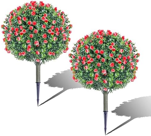 2 Set Artificial Rose Bushes for Outdoor Decor