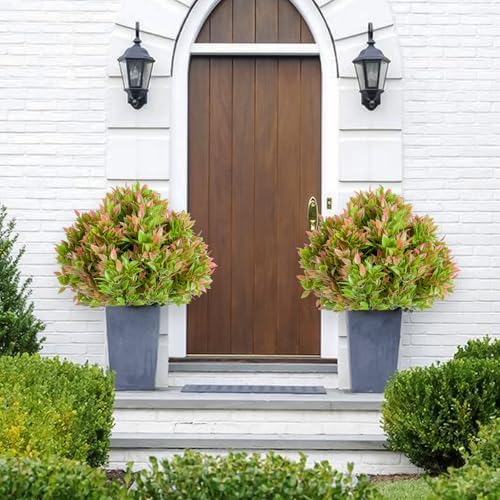 236 Inch Artificial Topiary Trees Set of 2 with Ground Spike