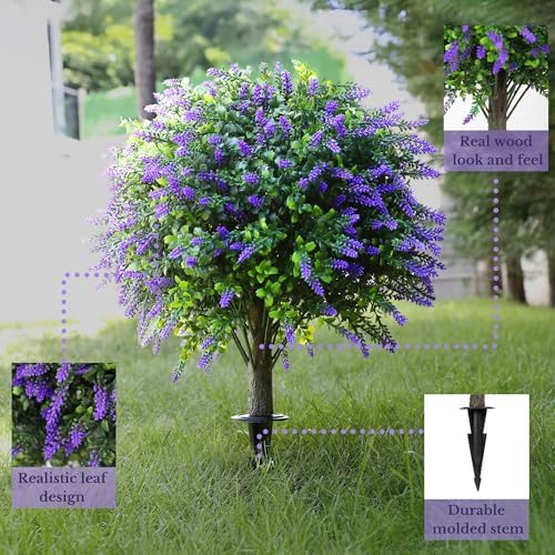 CAZZOVA Artificial Lavender Topiary Balls 2 Pack UV Resistant