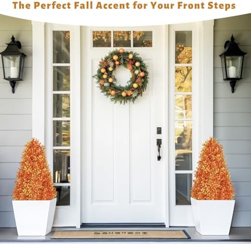30 Inch Fall Boxwood Topiary Artificial Outdoor Set of 2