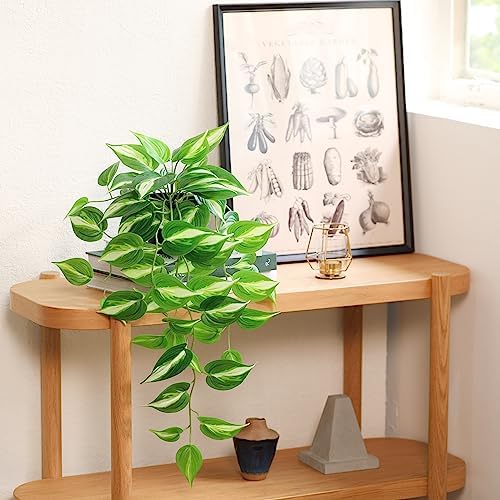 LuckyGreenery Artificial Devils Ivy Golden Pothos Hanging Plant 26in