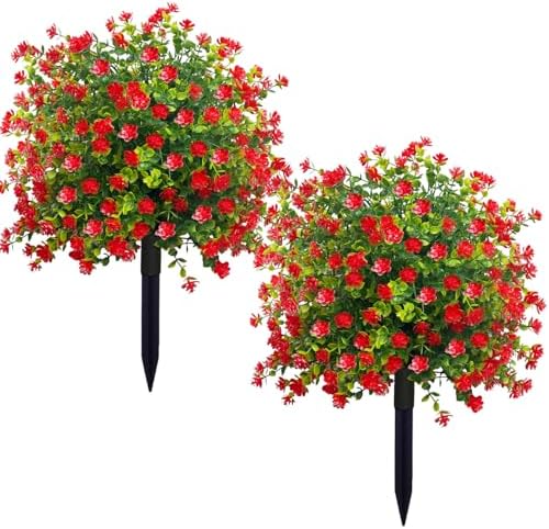 YUGYUM Artificial Topiary Boxwood Rose Balls 23 Set of 2
