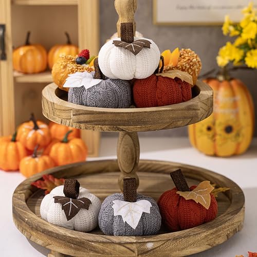 BestAlice Artificial Crochet Knit Pumpkins Set of 3