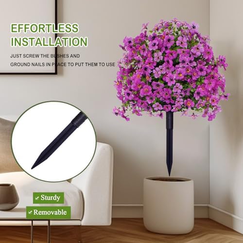 23in Artificial Violet Topiary Tree with Ground Spike
