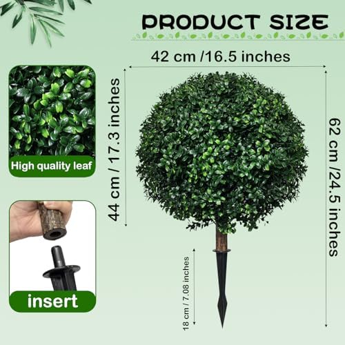 Set of 2 Artificial Boxwood Topiary Trees 245 Inch Tall