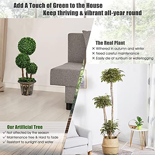 Goplus 25 Ft Artificial Boxwood Topiary Decor