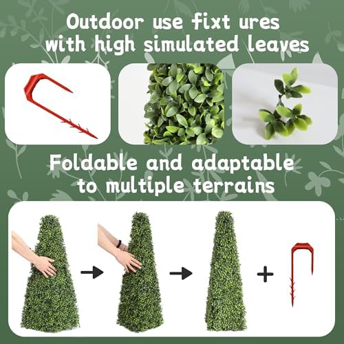 31 Inch Artificial Boxwood Triangular Topiary Set of 2