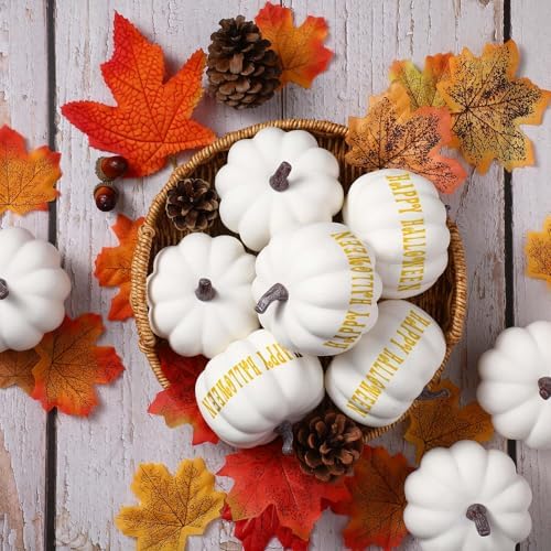 Liliful 4 Inch Artificial Foam Pumpkins 12 Pcs Fall Decor