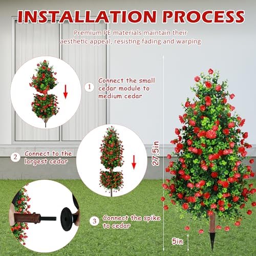 Sunnyglade 2 Pack 275 Inch Artificial Rose Topiary Trees