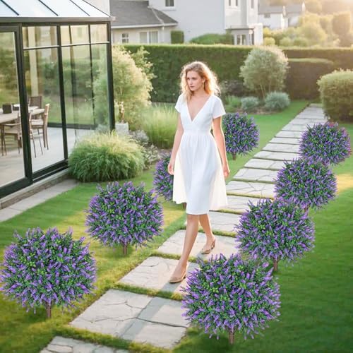 Artificial Boxwood Topiary Ball with Lavender 255 Set of 2