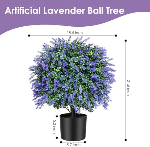 216 Inch Artificial Lavender Topiary Trees Set of 2