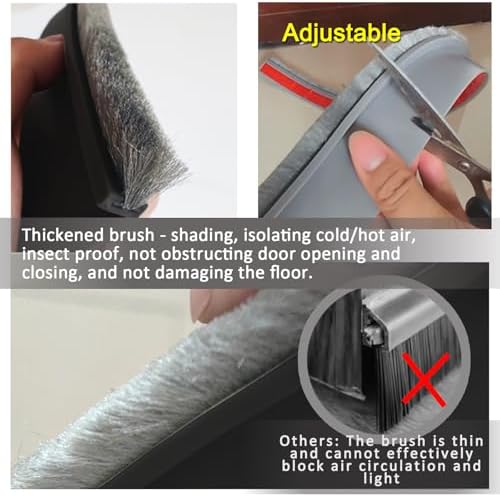 Yingd Door Draft Stopper with Brush - Black