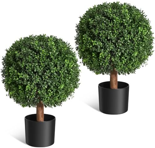 GarveeHome 24 Inch Artificial Topiary Boxwood Ball Set of 2