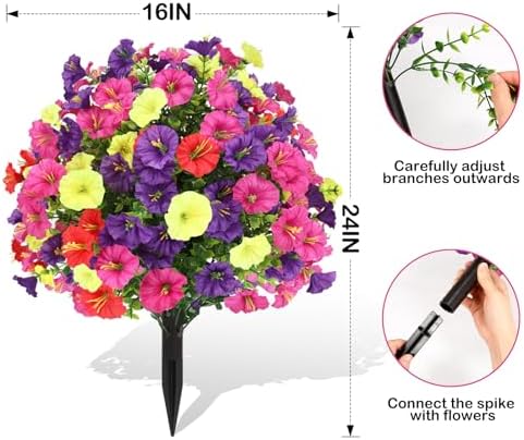 Artificial Eucalyptus Topiary Ball with Flowers 24 Inch UV Resistant Faux Plant