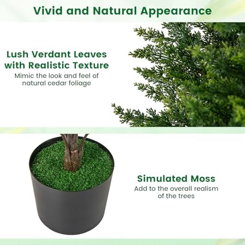 Goplus Artificial Cedar Topiary Trees Set of 2