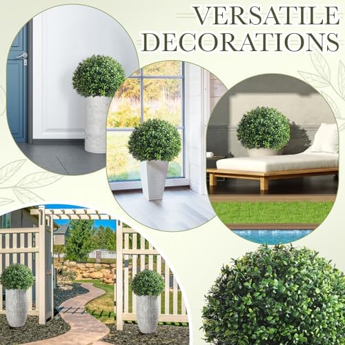 Yunlly 4 Pack 18 Inch Artificial Boxwood Topiary Trees