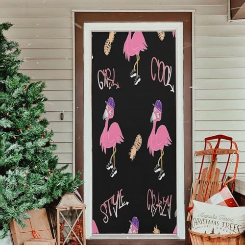 Susiyo Black Flamingos Halloween Door Cover