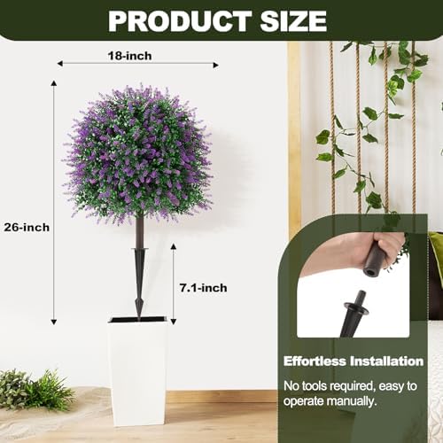 26 Inch Artificial Lavender Topiary Set of 2