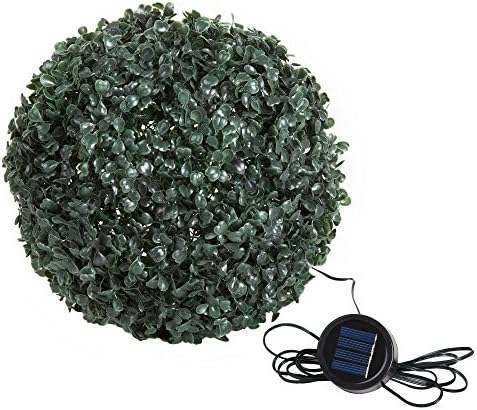 11in Pre-Lit Faux Boxwood Topiary with Solar Lights