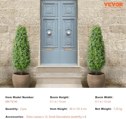 VEVOR Artificial Boxwood Topiary Tree 36 Inch 2 Pack