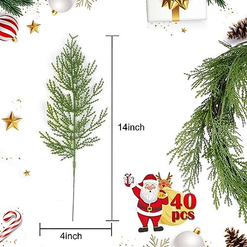Hananona 40 Pcs Artificial Pine Sprigs Faux Greenery Decor