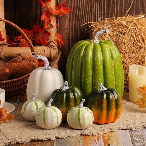 Belupai 7 Pcs Artificial Pumpkins Decor