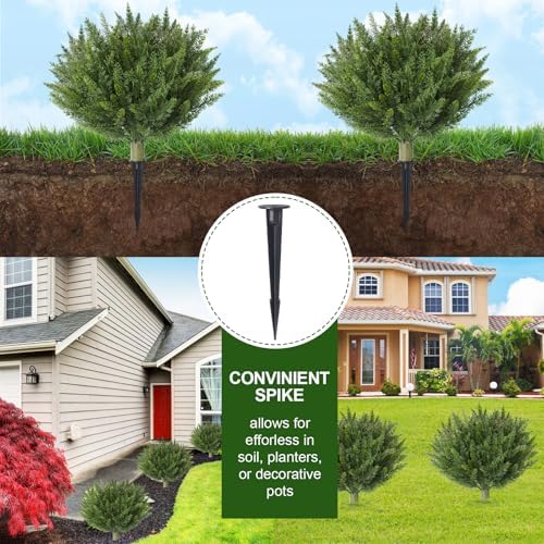 Set of 2 Artificial Cypress Topiary with Metal Spike