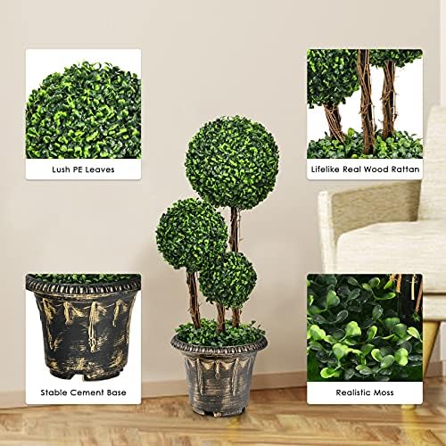 Goplus 25 Ft Artificial Boxwood Topiary Decor