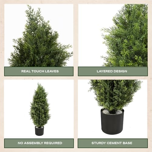 VARD HOME Artificial Topiary Cedar Trees 3ft 2pk