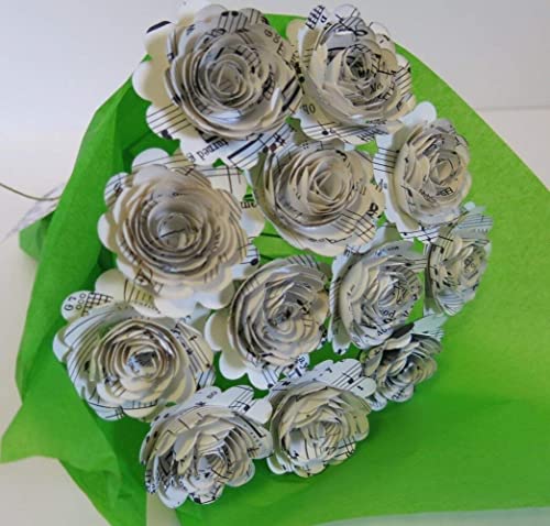 Scalloped Sheet Music Paper Roses for Wedding Centerpiece