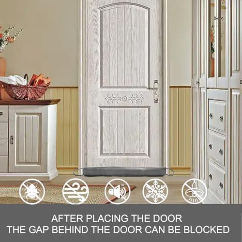 Heavy Duty Door Draft Stopper - 36 Inch Grey Weather Stripping Noise Blocker