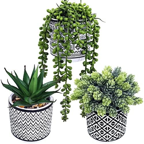Winlyn 3 Pcs Artificial Succulent Plants Set