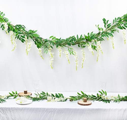 DearHouse 2Pcs 6Ft Artificial Wisteria Garland White