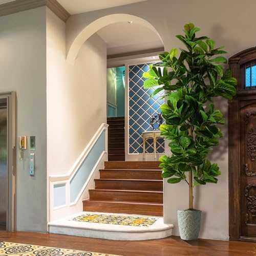 OXLLXO 73ft Artificial Fiddle Leaf Fig Tree with Plastic Pot
