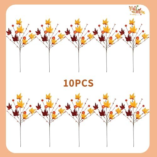 WSTPUPU Artificial Fall Stems 10PCS 17Inch Autumn Berry Decor