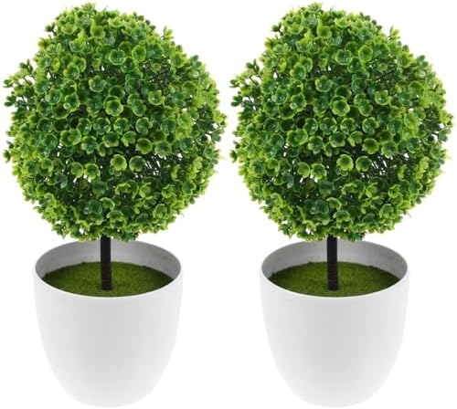 2pcs Artificial Topiary Plants Potted Decor for Home Office