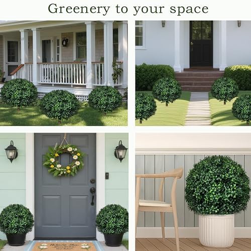 Realistic Artificial Boxwood Ball Topiary Set of 2