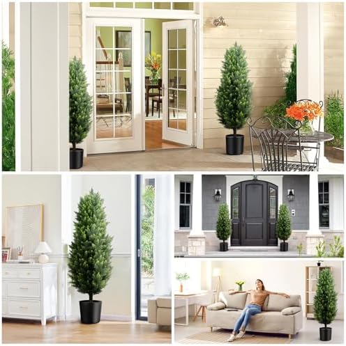 4FT Artificial Cedar Topiary Trees 2 Pack