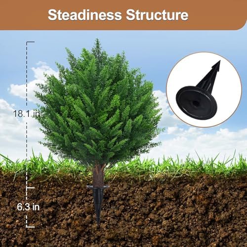 21 Inch Artificial Cedar Topiary Ball Trees Set of 2 with Ground Spike