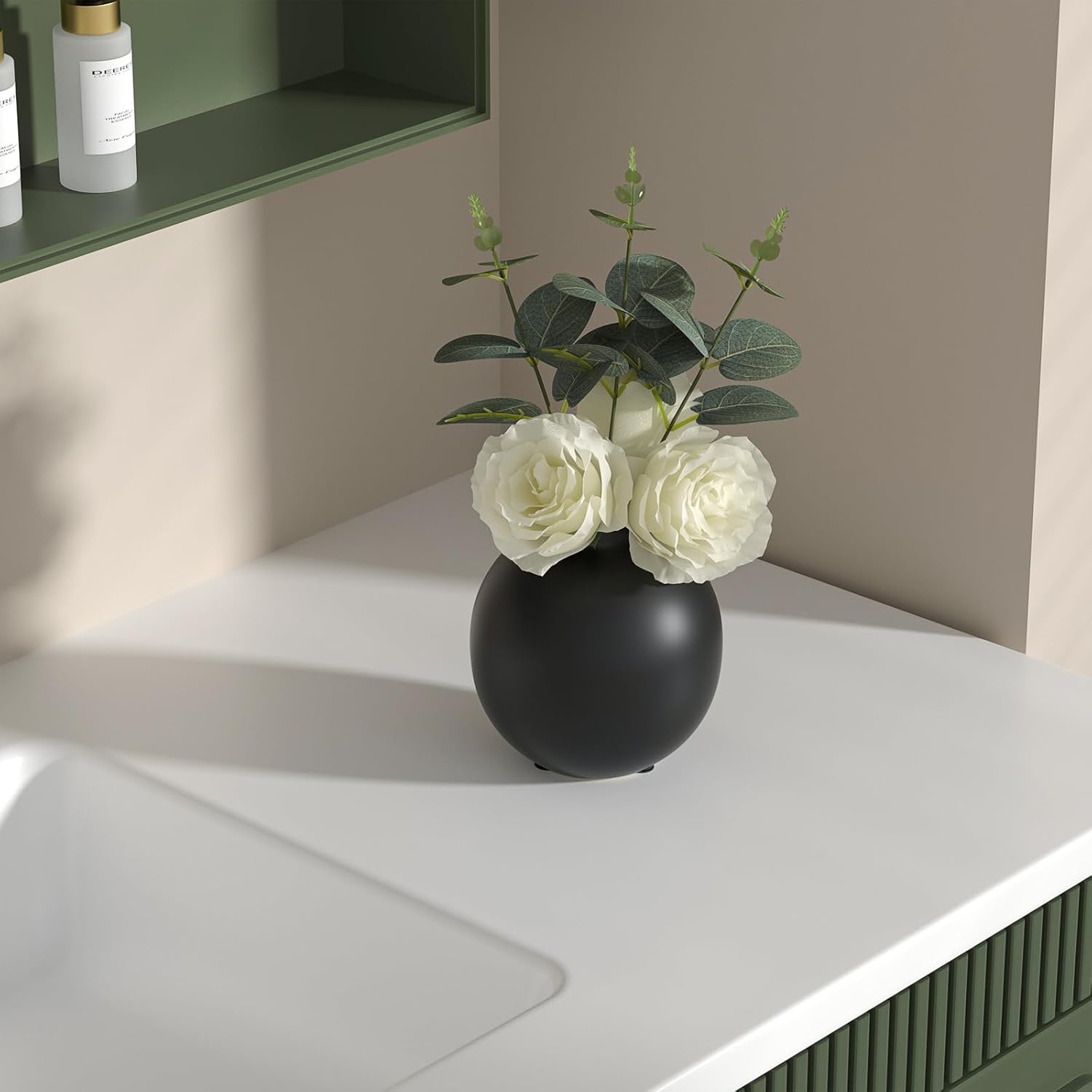Artificial Flowers with Ceramic Vase Set of 2