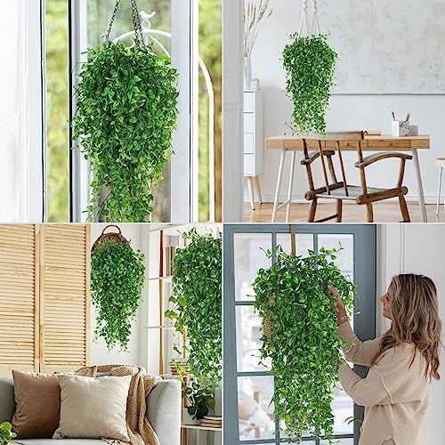 4pcs Artificial Hanging Plants 33-in Faux Ivy Vine Greenery