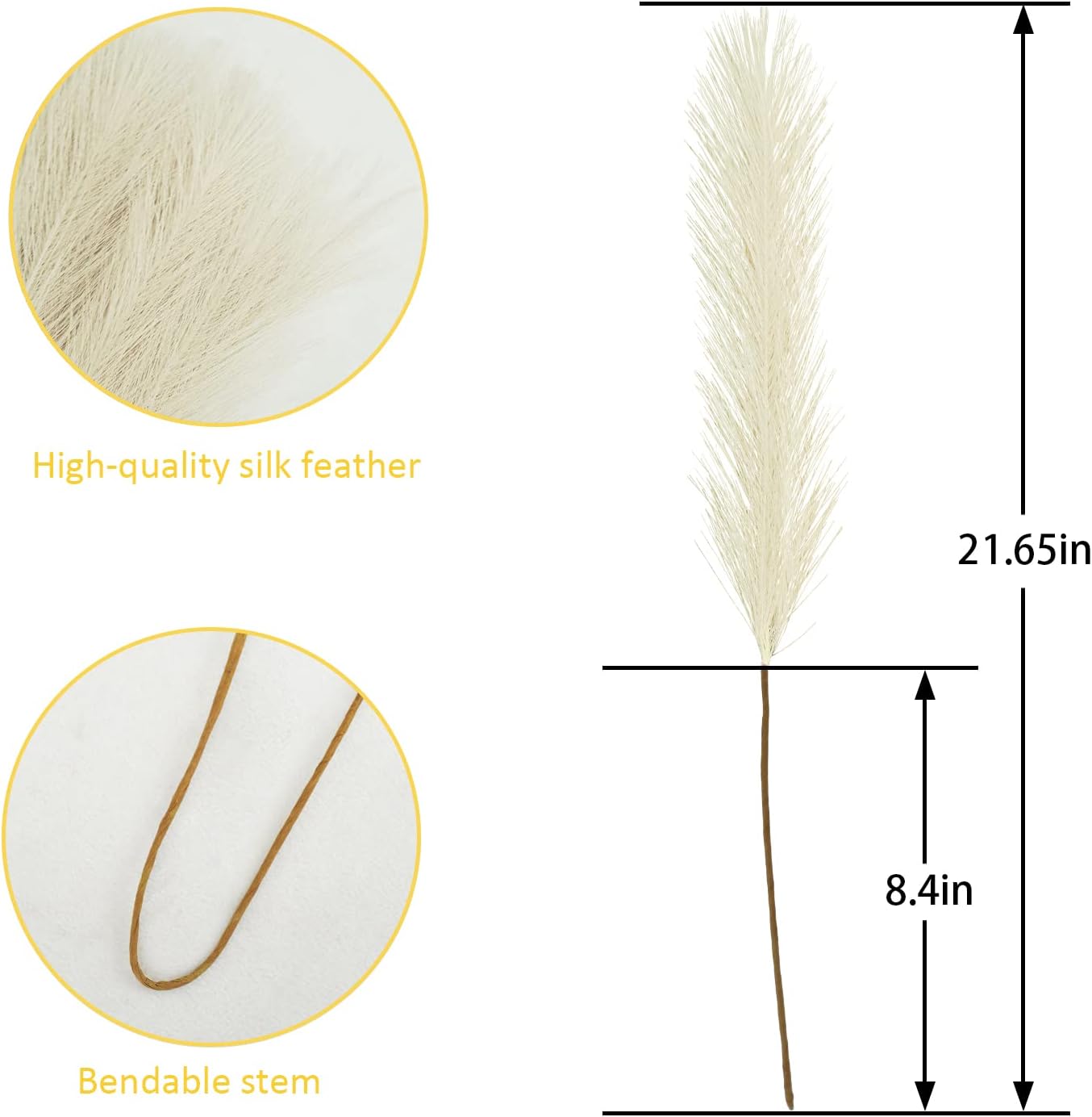 50PCS Beige Artificial Pampas Grass Decor