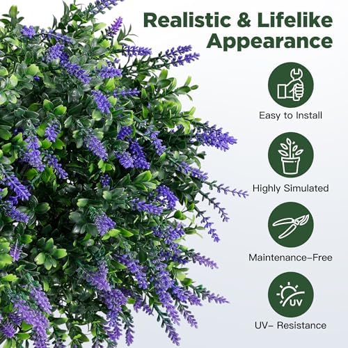 Artificial Lavender Boxwood Topiary Ball Trees Set of 2